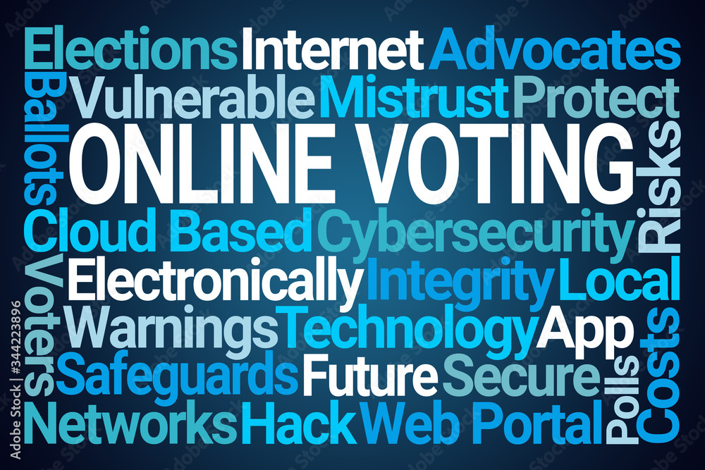 Online Voting Word Cloud on Blue Background Online Voting Word Cloud on Blue Background