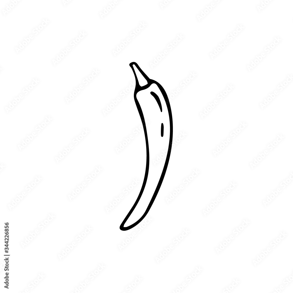 Hand drawn vegetable pepper icon isolated on white background. Concept for farmers market, organic food, grocery store, cafe, restaurant, food. Natural product, vegetarian, fresh, natural, design. Hand drawn vegetable pepper icon isolated on white background. Concept for farmers market, organic food, grocery store, cafe, restaurant, food. Natural product, vegetarian, fresh, natural, design.