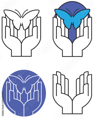 Careful hands setting delicate butterfly free graphic icons