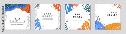 Sale square banner template for social media posts, mobile apps, banners design, web, and internet ads. Trendy abstract square template with colorful concept.