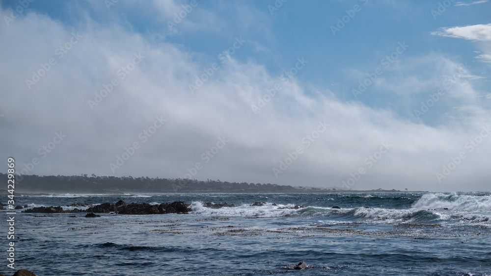 coast, fog and ocean along california