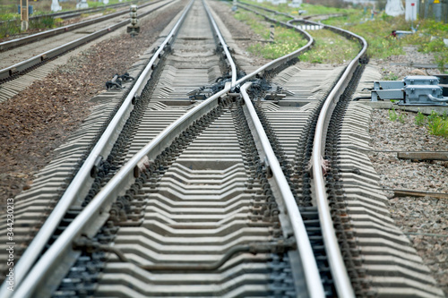 railway arrows close up with rail track elements
