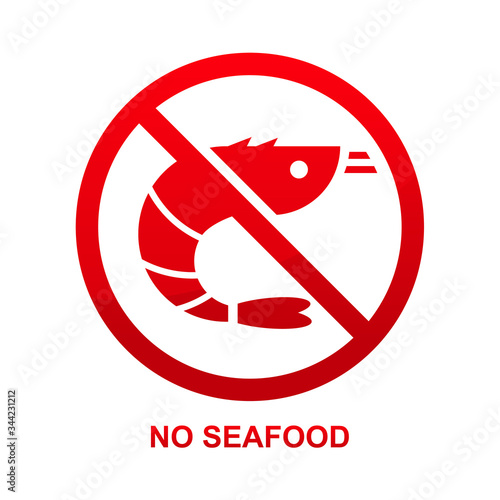 No seafood sign isolated on white background vector illustration.