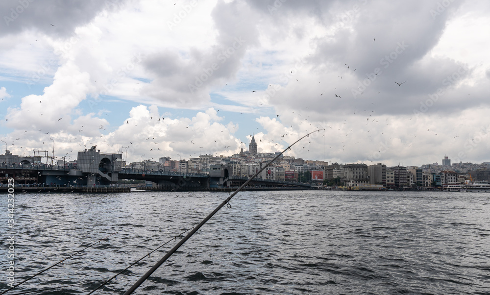 fisher view to bosporus, istanbul, galata tower