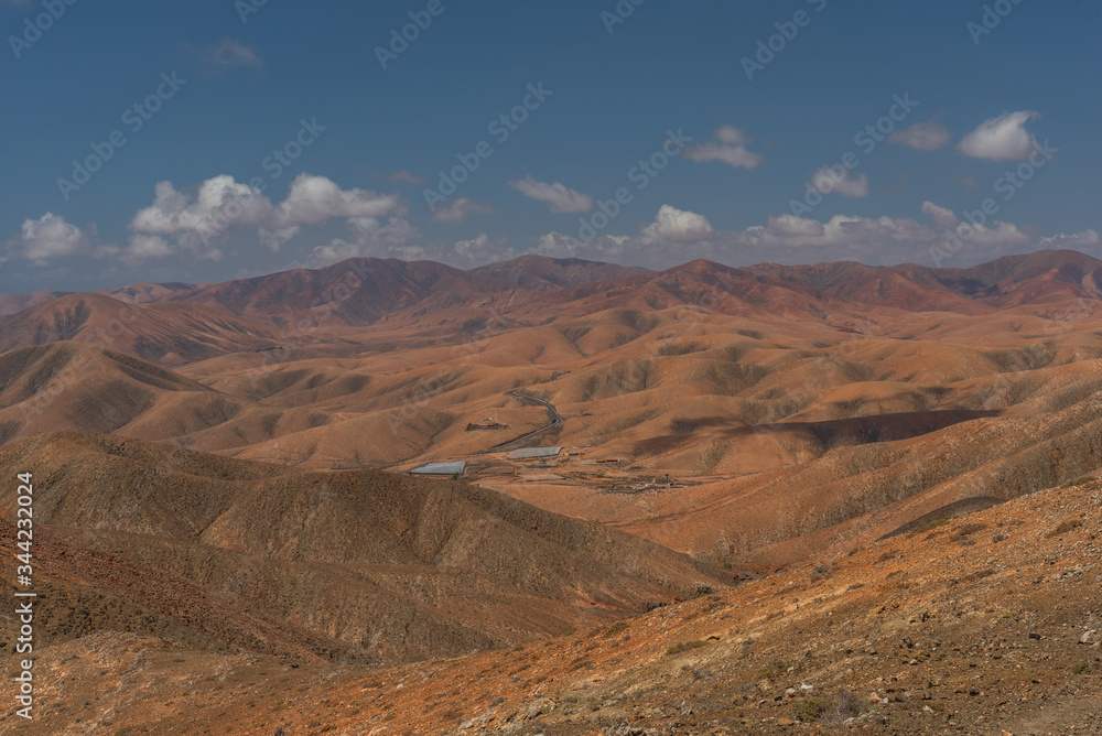 Naklejka premium desert island panorama of Fuerteventura canary archipelago