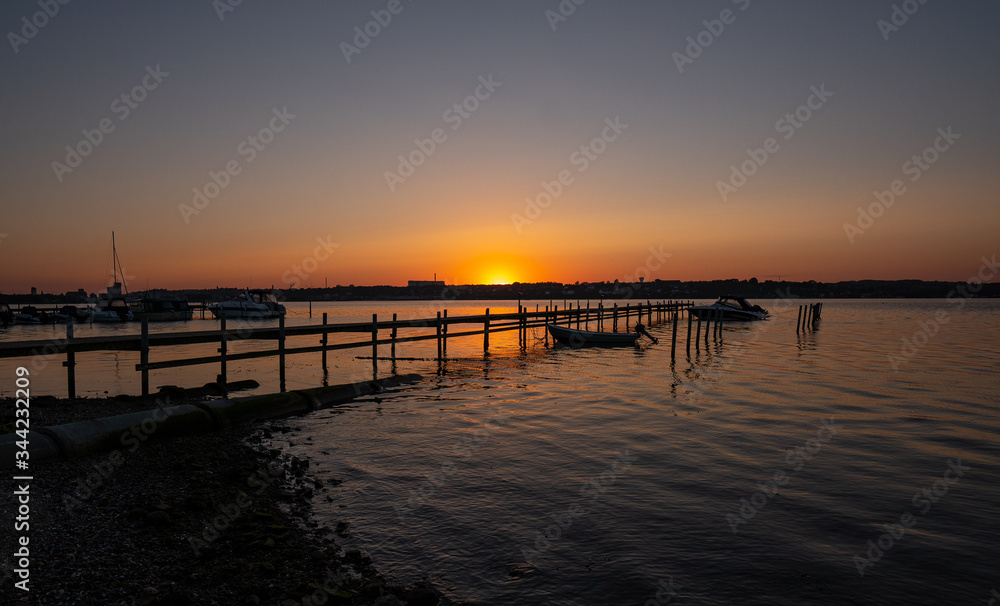 colourful sunset in kolding, denmark