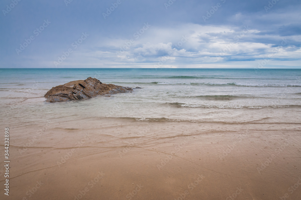 Fototapeta premium Spectacular sea landscape with cloudy sky at the beach as catedrais in Ribadeo (Lugo) Spain.