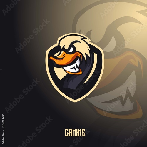 Duck mascot logo design with modern illustration concept style for badge, emblem and t shirt printing. Angry Duck illustration for sport and e-sport team.