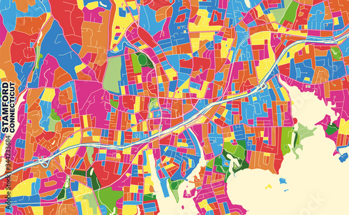 Stamford, Connecticut, USA, colorful vector map