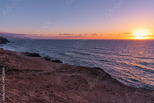 sunset desert island of Fuerteventura canary archipelago