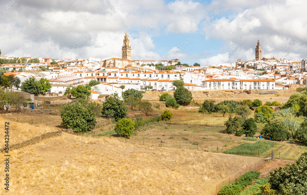 panoramic view of Jerez de los Caballeros city, province of Badajoz, Extremadura, Spain