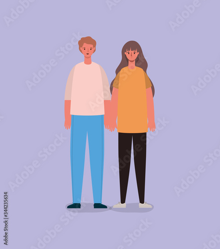 Happy and sad woman and man avatar cartoon vector design