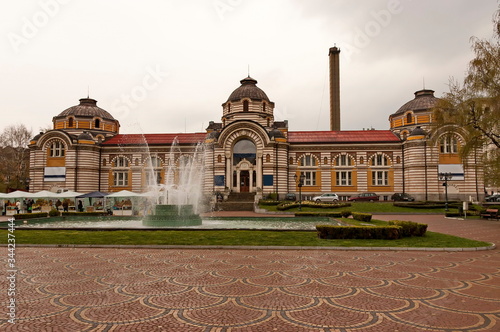 Old fountain in front of Central Mineral Bath, medieval Banski square, Sofia, Bulgaria, Europe  photo