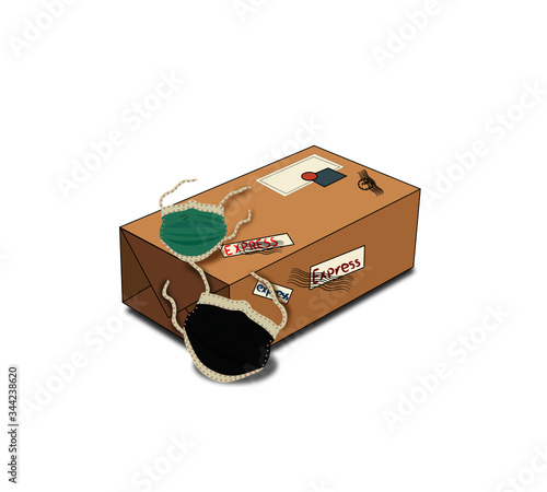 medical mask, transport, order, order of medical masks, health, protection, virus, pandemic, covid, influenza, postal parcel, parcel