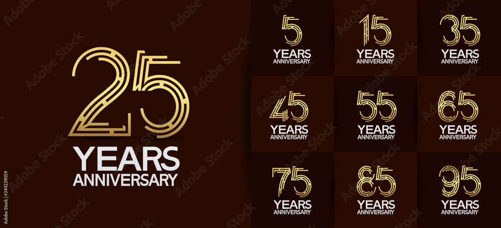 Anniversary logotype set with golden and silver color. vector design ...