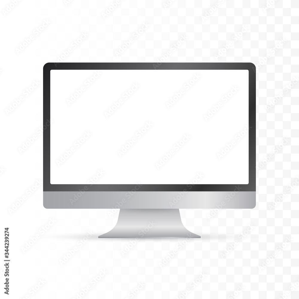 Computer display isolated in realistic design on white background. Vector stock illustration. Computer display isolated in realistic design on white background. Vector stock illustration.