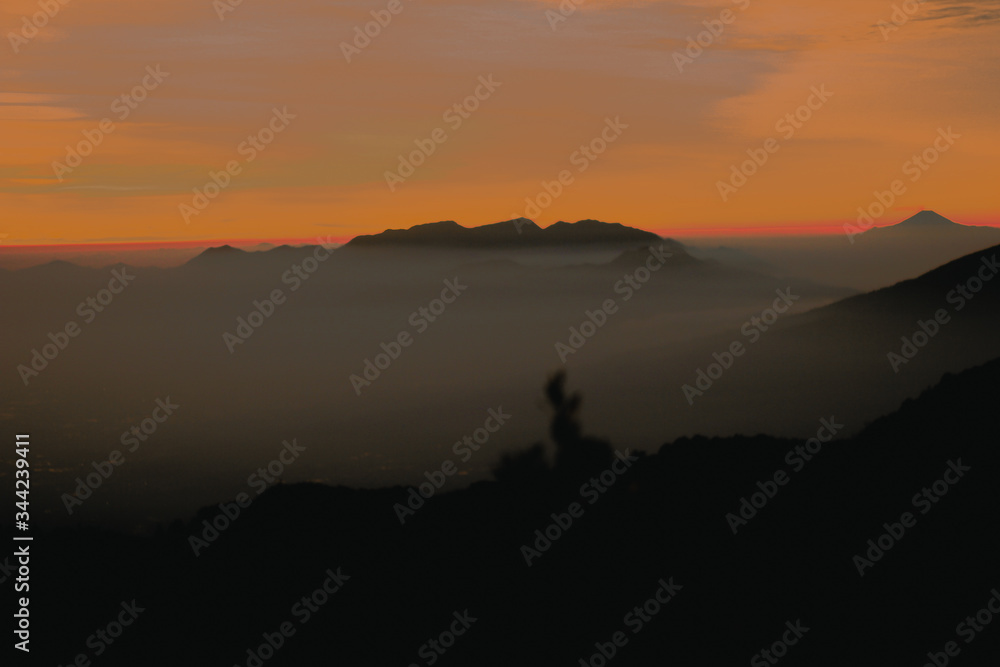 sunset on the mountain