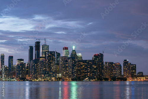 Photography Night View of Toronto city from Toronto Island