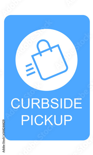 Curbside Pickup illustrated vector clip art sign symbolizing a designated area 