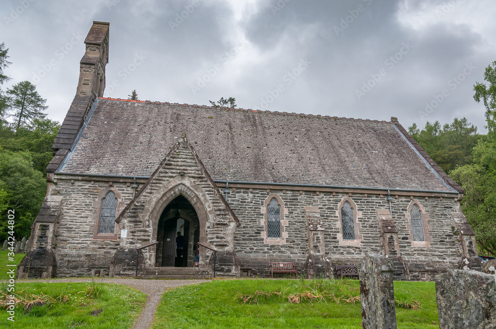Side view of the Balquhidder Paris Church, Lochearnhead, Scotland