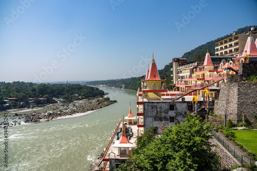 Rishikesh city in Northern India river bank