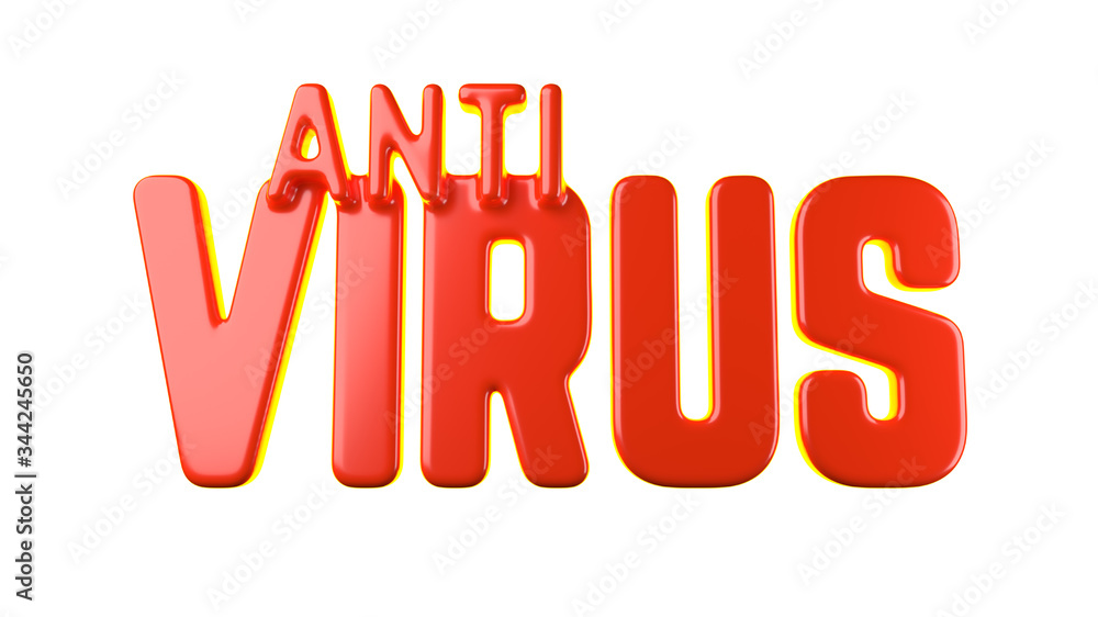 Antivirus text about Coronavirus COVID-19. Made by red plastic. Medicine concept isolated on white background 3d illustration Antivirus text about Coronavirus COVID-19. Made by red plastic. Medicine concept isolated on white background 3d illustration
