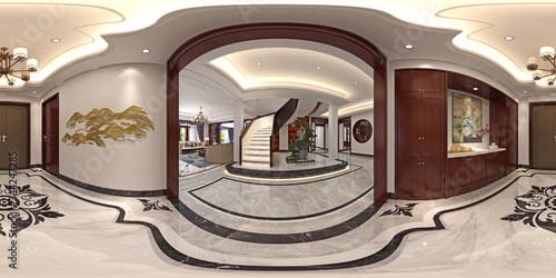 360 degrees og home living room, 3d rendering