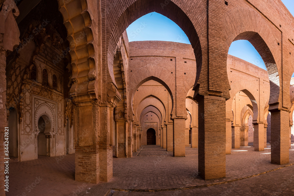 Wide Angle Shot of Public Old Almohad Tin Mal Mosque in Morocco