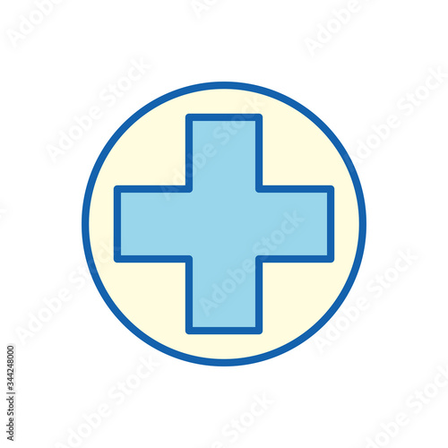 circle with cross line and fill style icon vector design