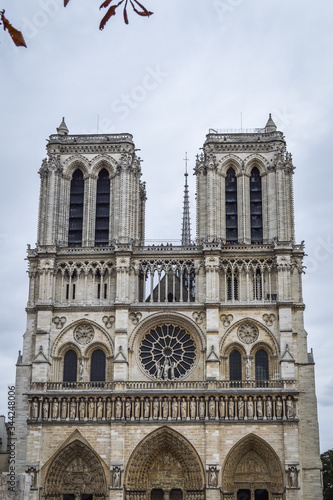 Notre Dame Cathedral facade view - Paris, France