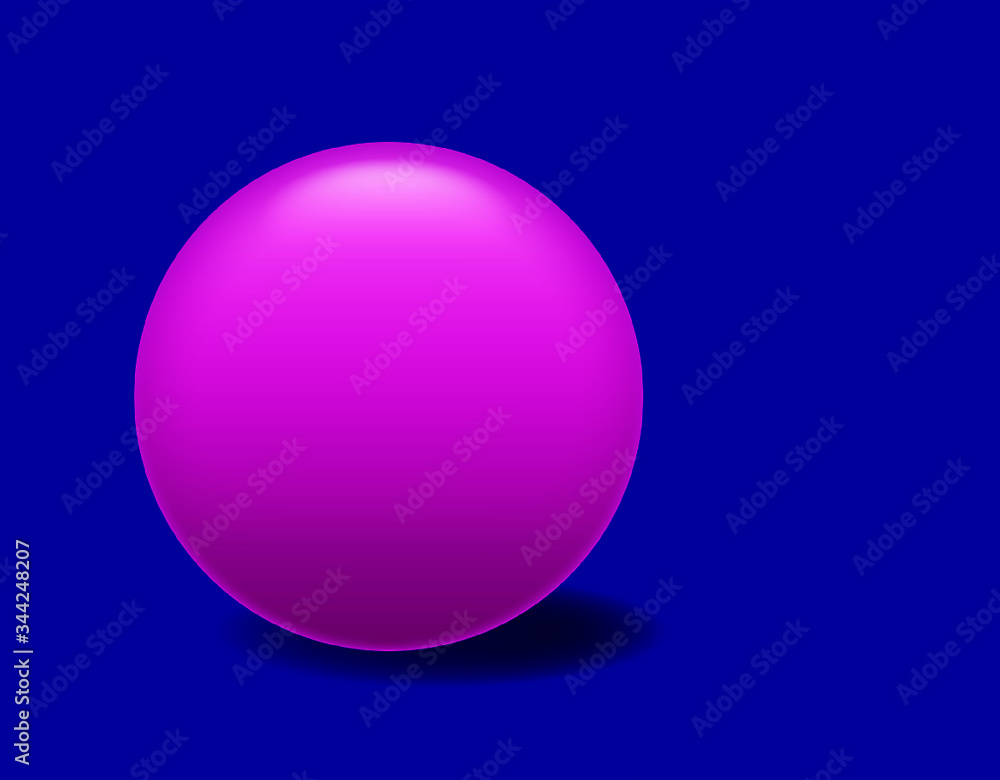 Pink ball with relief and reflection to give volume and blue background