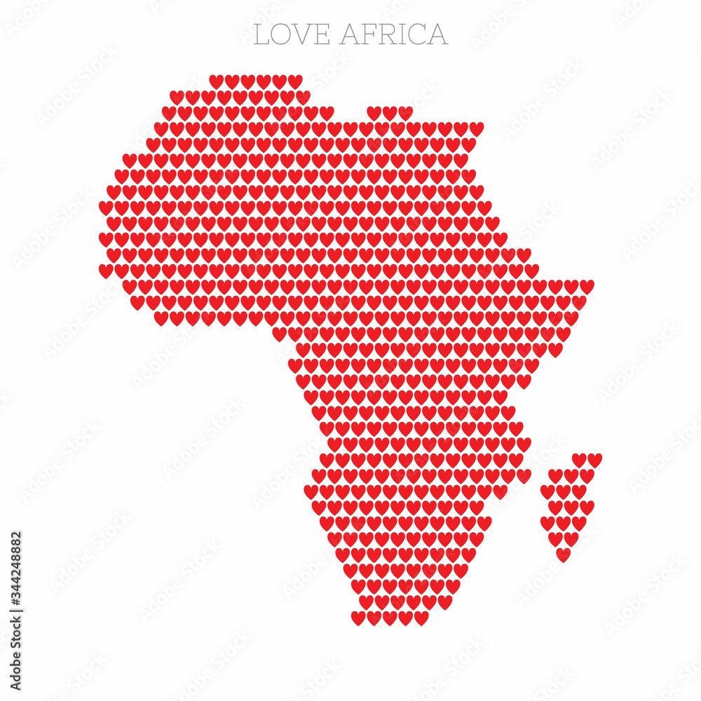 Fototapeta premium Africa country map made from love heart halftone pattern