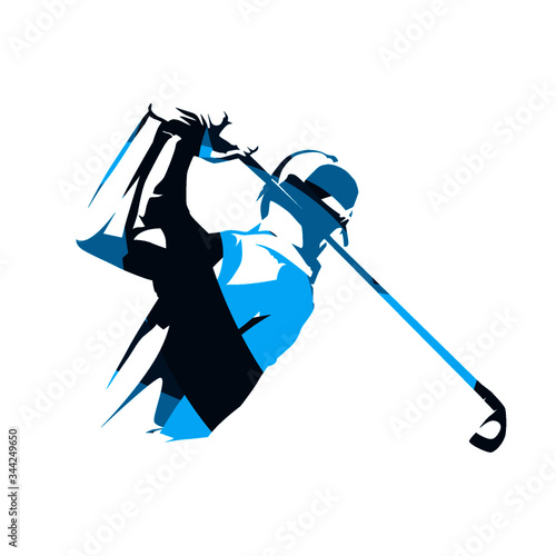 Golf player icon, isolated vector illustration. Golf swing logo