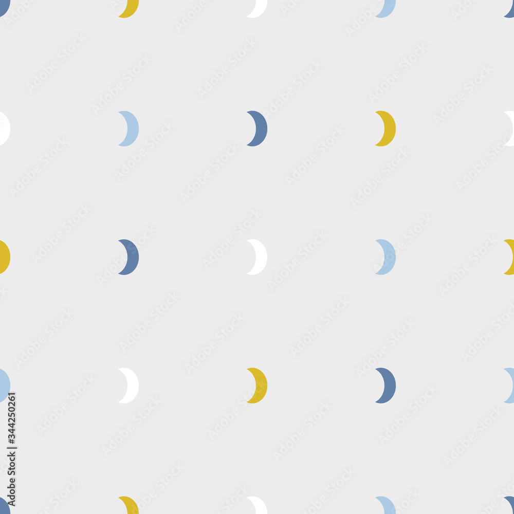 Fototapeta premium Seamless Vector Pattern with colorful moons for decoration, print, textile, fabric, stationery, cards, wallpaper, wrapping paper