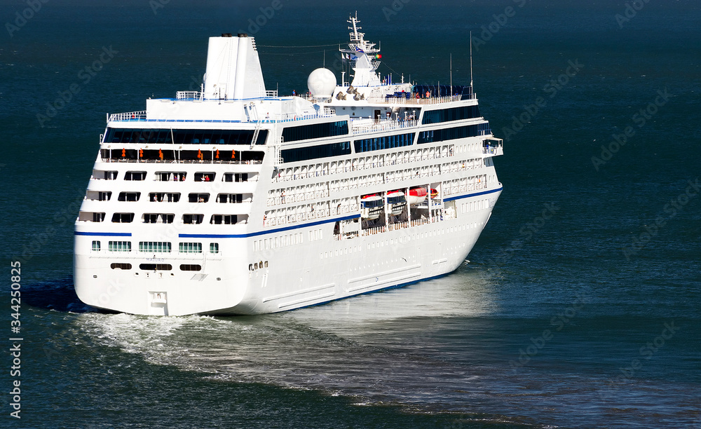 Luxury cruise ship in Lisbon, Portugal, Europe