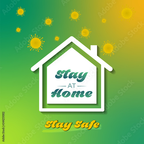 Stay at Home Stay Safe awareness social media campaign and coronavirus prevention Background Design, COVID-19 nCoV Coronavirus