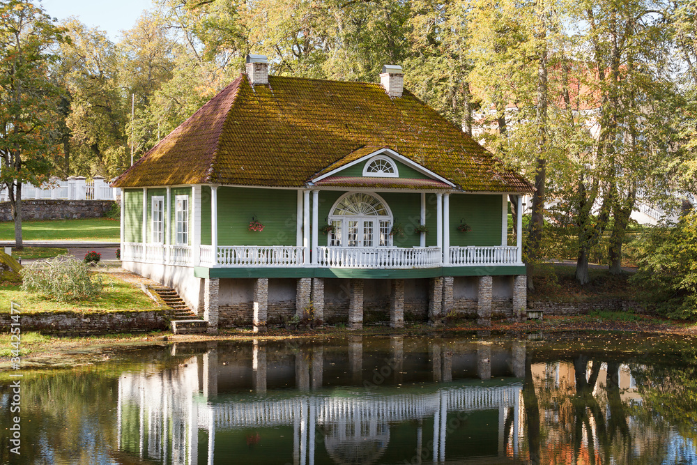 Obraz premium Bath and cafe house. Palmse - former german manor at the middle of North Estonia. Now is the visitor center of Lahemaa national park.