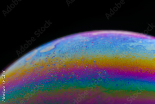 Abstract background wallpaper. Soap bubble sphere with iridescent texture.