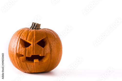 Natural halloween pumpkin isolated on white background