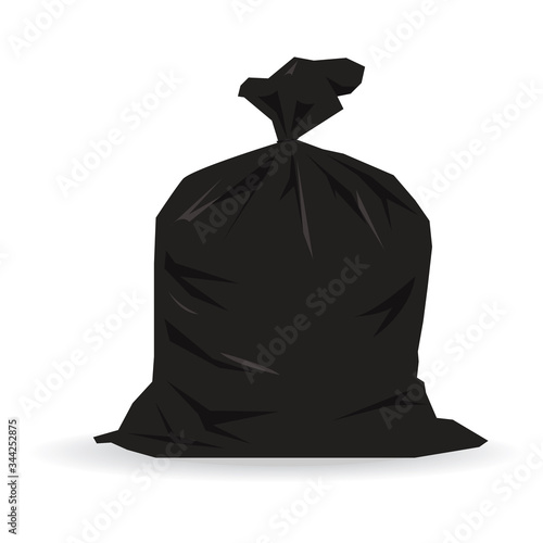 Plastic trash bag isolated on white background