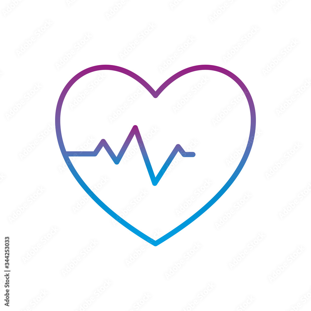 Heart pulse gradient line style icon vector design Heart pulse gradient line style icon vector design