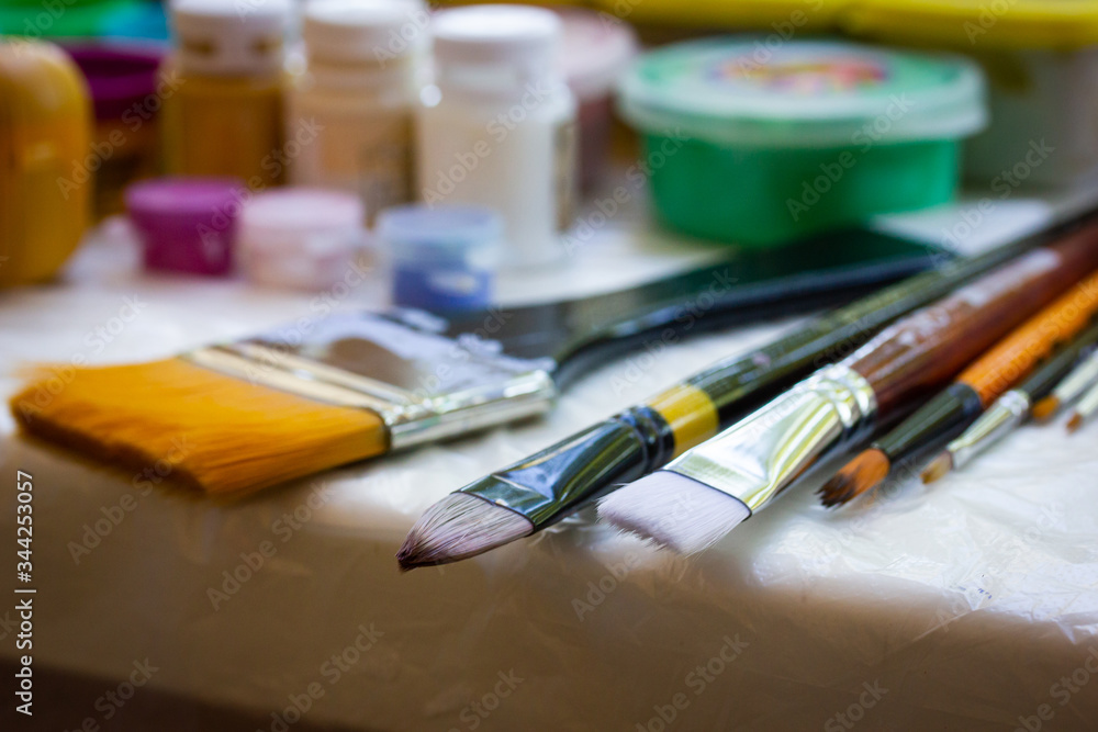 Brushes for painting in row Brushes for painting in row