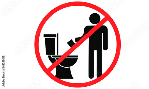 Do Not Flush non flush-able items down the Lavatory glyph icon illustrated vector clip art sign