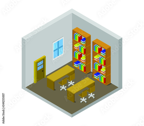 isometric library room