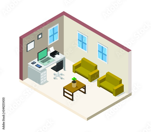 isometric office room