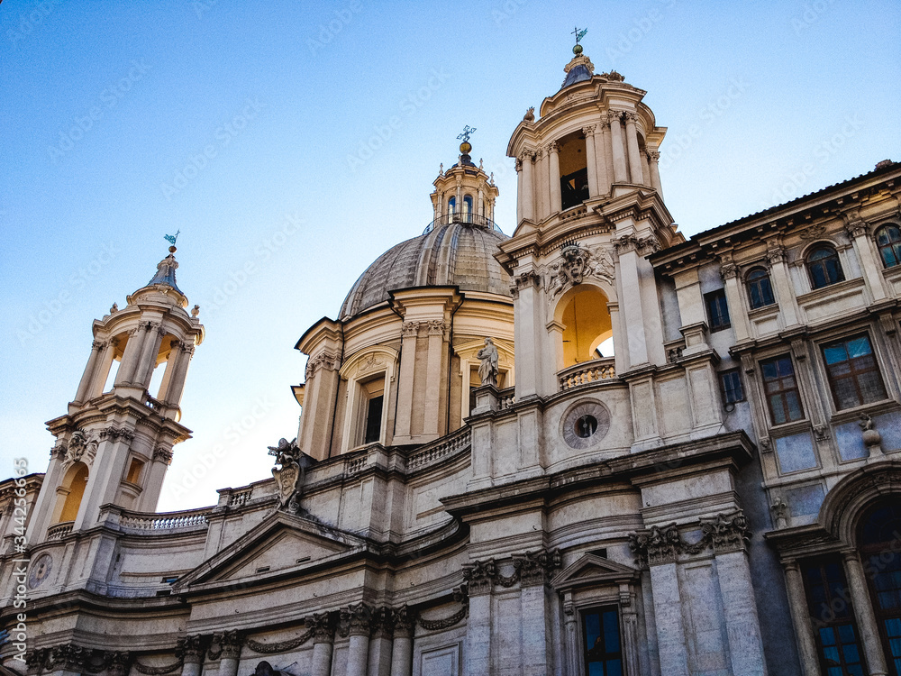 Rich historical architecture in Rome in Italy