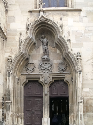 Entrance to a medieval stone cathedral