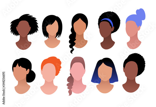 Vector illustration set of female profile pictures
