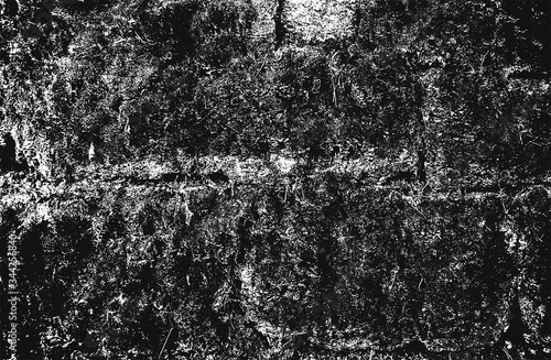 Distress old cracked concrete vector texture. EPS8 illustration. Black and white grunge background.