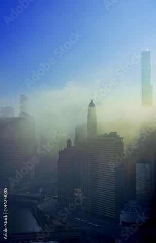 Canvas Print Foggy Chicago